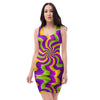 Zigzag Psychedelic Optical illusion Bodycon Dress-grizzshop