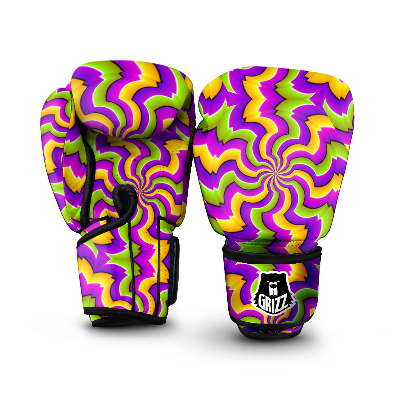 Zigzag Psychedelic Optical illusion Boxing Gloves-grizzshop