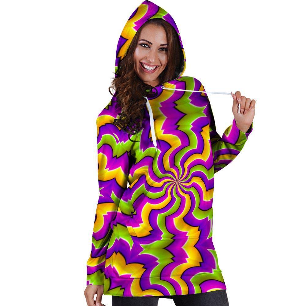 Zigzag Psychedelic Optical illusion Hoodie Dress-grizzshop