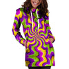 Zigzag Psychedelic Optical illusion Hoodie Dress-grizzshop