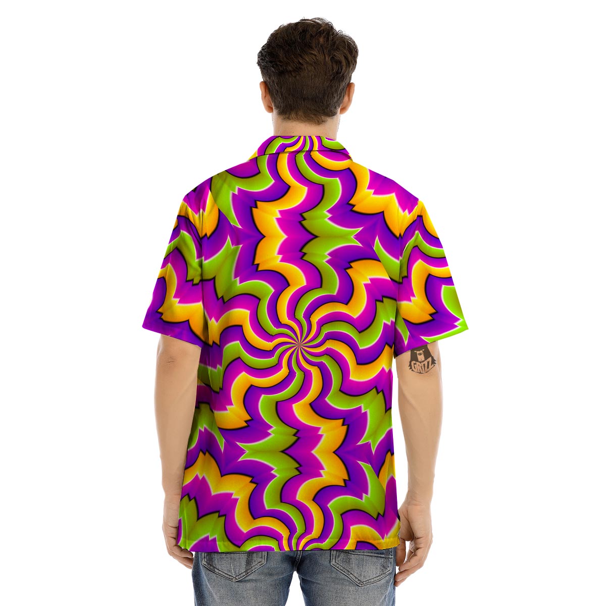 Zigzag Psychedelic Optical illusion Men’s Hawaiian Shirt-grizzshop