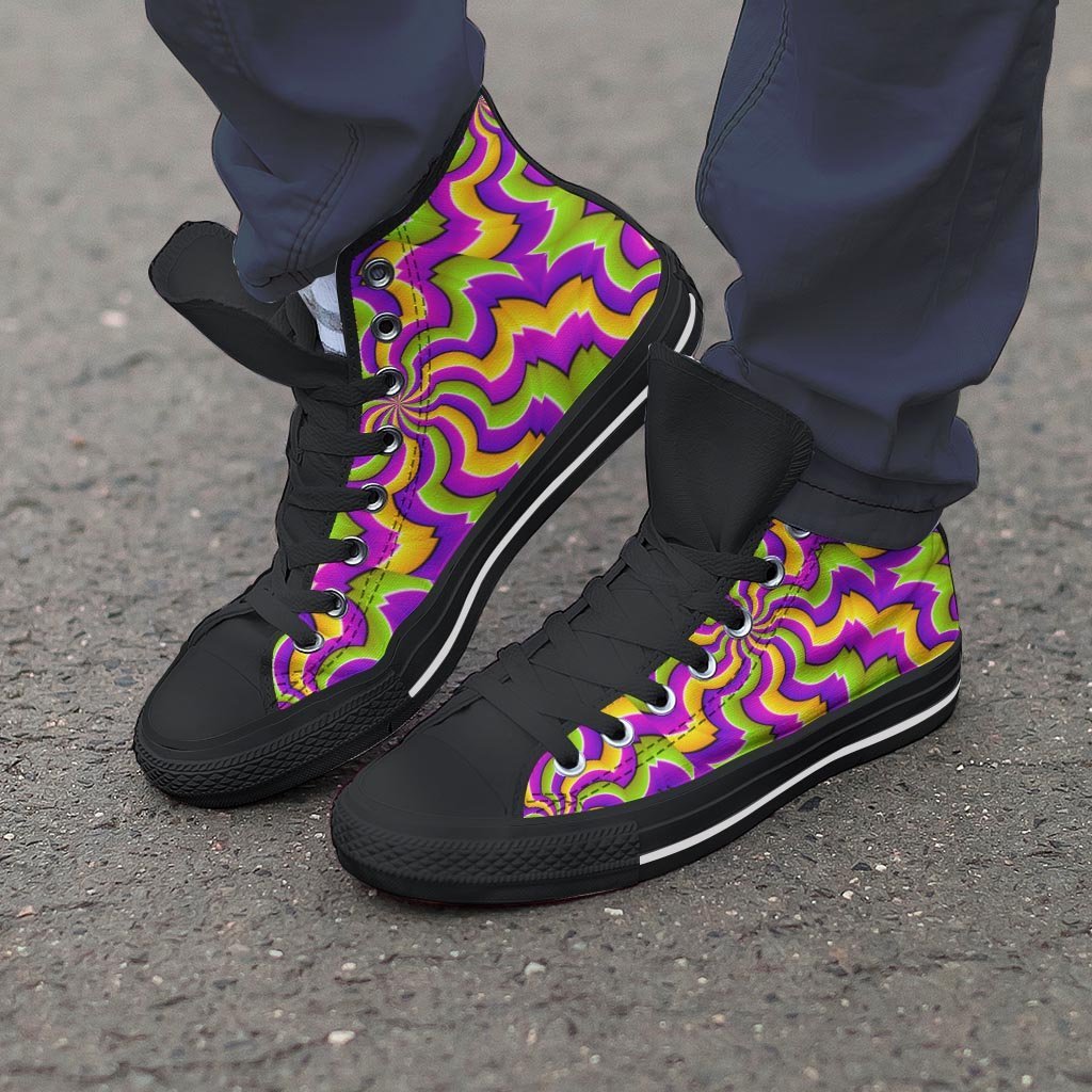 Zigzag Psychedelic Optical illusion Men's High Top Shoes-grizzshop