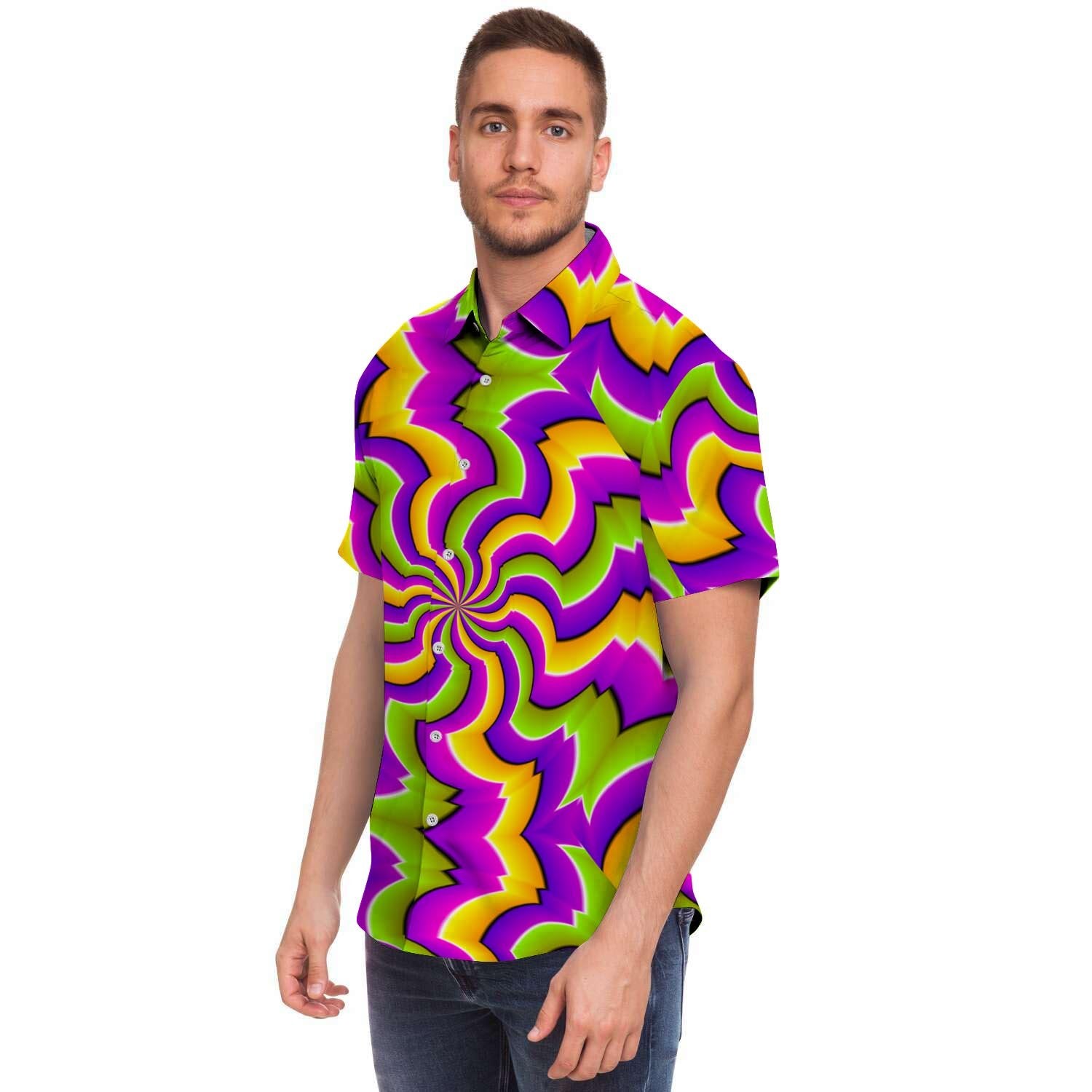 Zigzag Psychedelic Optical illusion Men's Short Sleeve Shirt-grizzshop