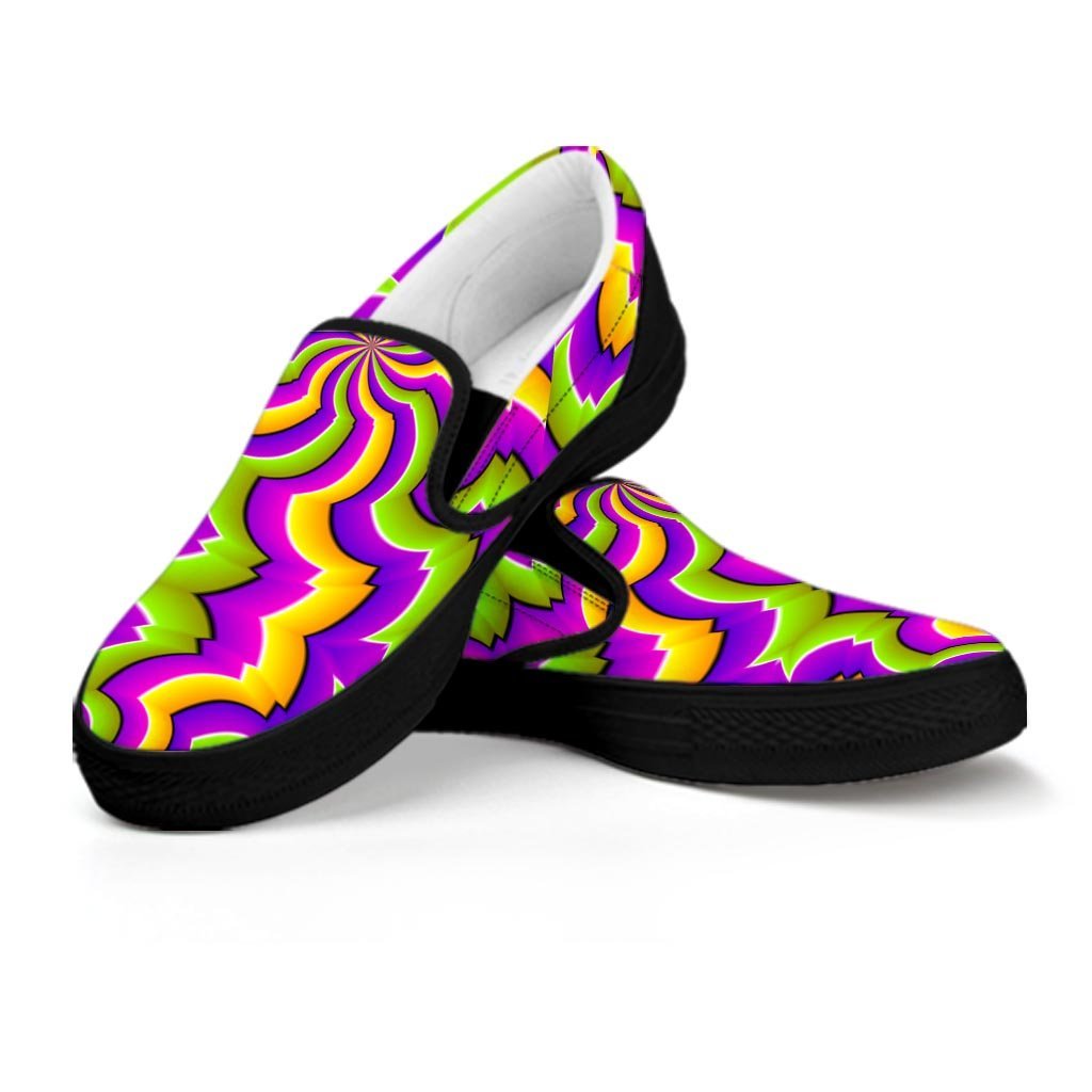 Zigzag Psychedelic Optical illusion Men's Slip On Sneakers-grizzshop