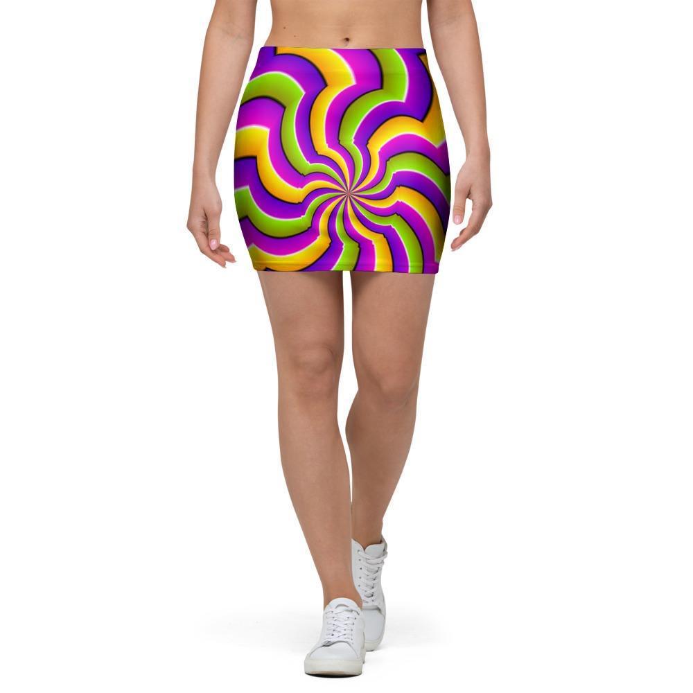Zigzag Psychedelic Optical illusion Mini Skirt-grizzshop