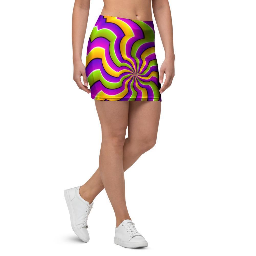 Zigzag Psychedelic Optical illusion Mini Skirt-grizzshop