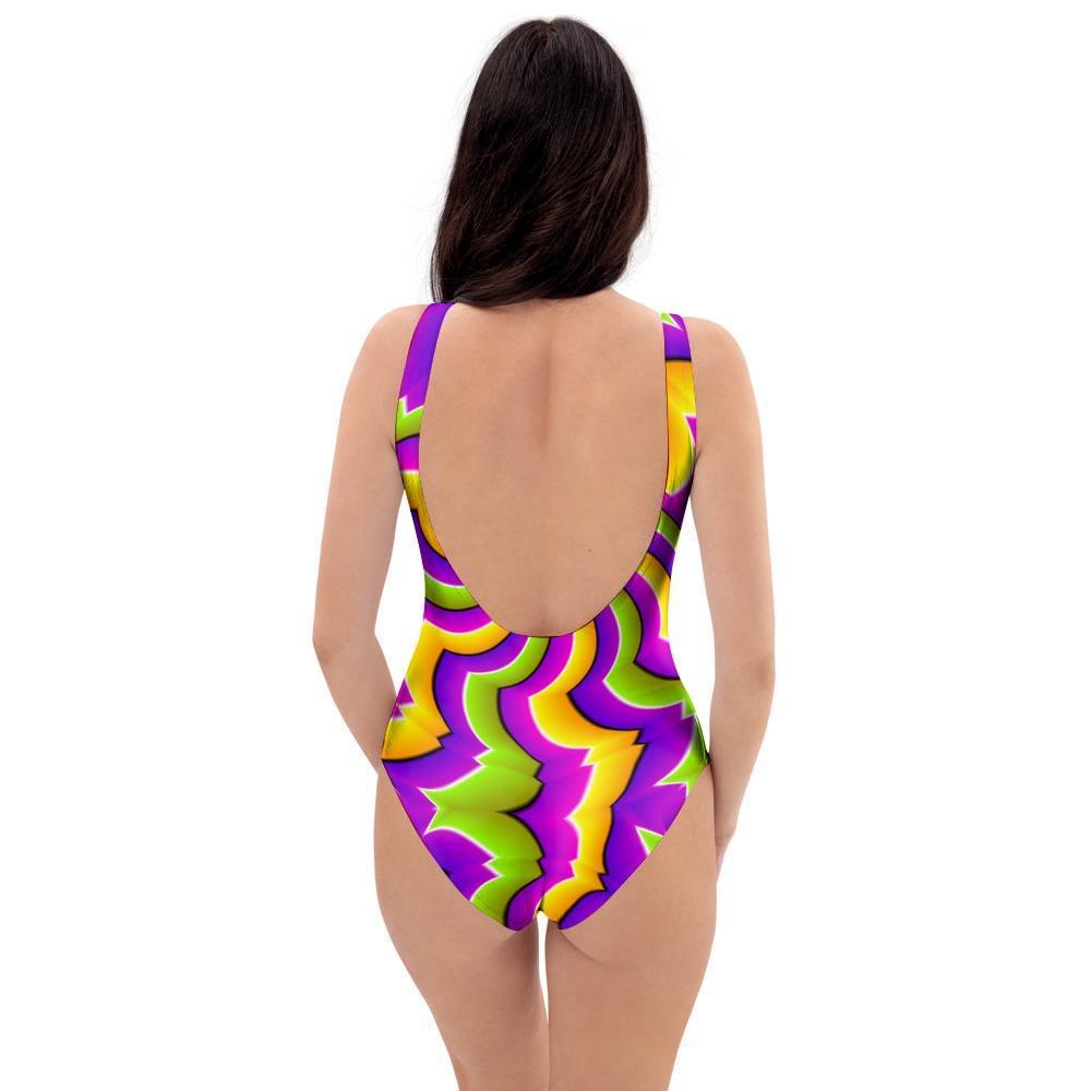 Zigzag Psychedelic Optical illusion One Piece Swimsuite-grizzshop
