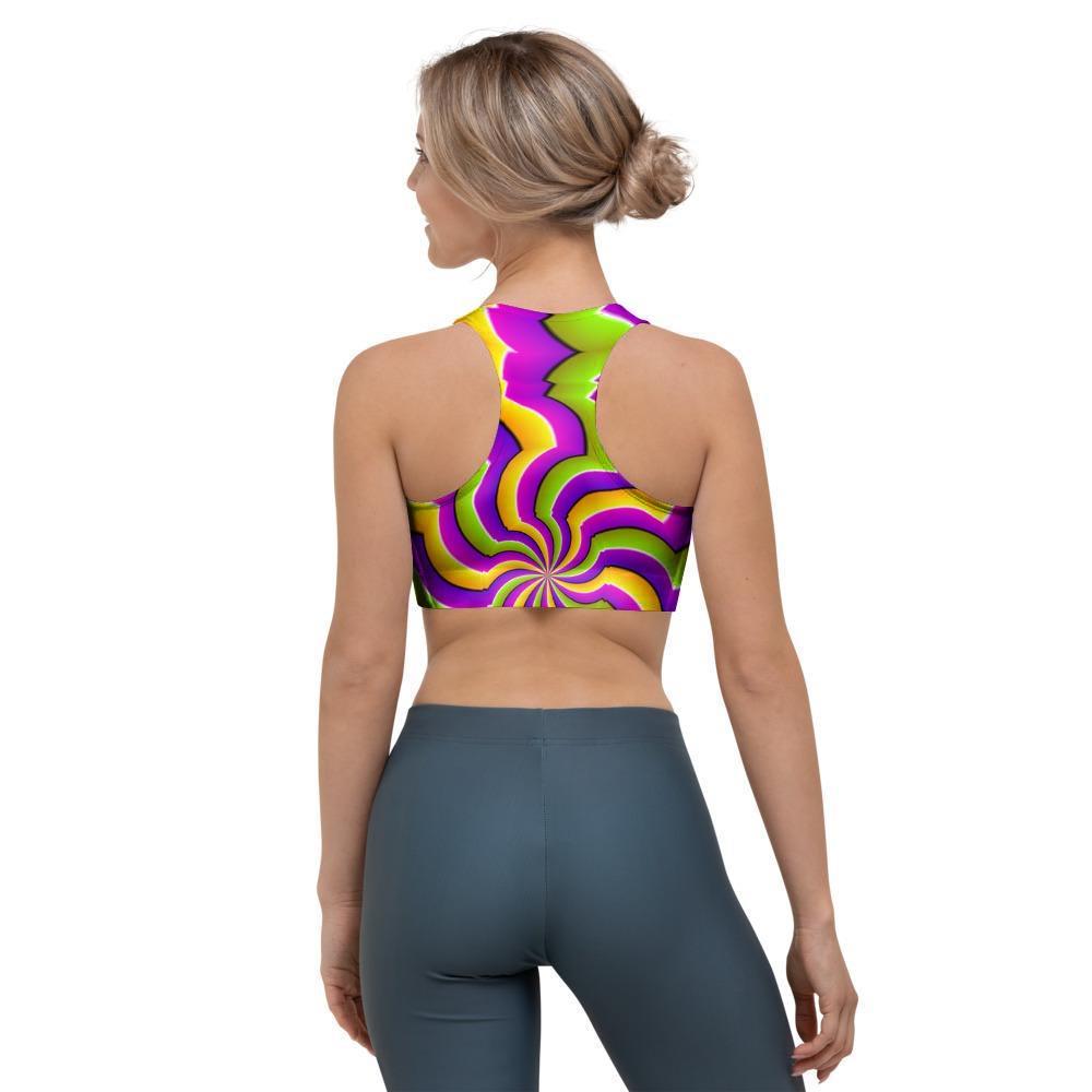 Zigzag Psychedelic Optical illusion Sports Bra-grizzshop