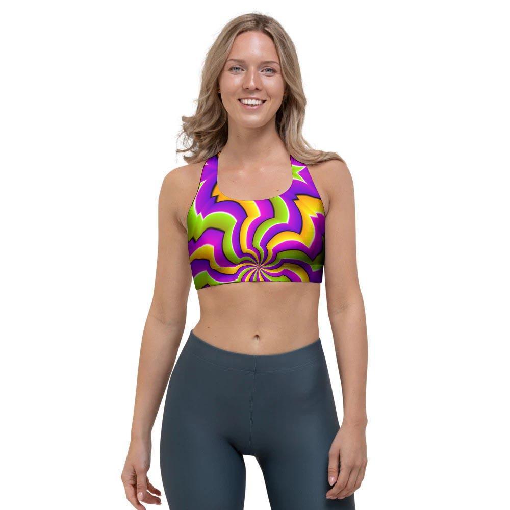 Zigzag Psychedelic Optical illusion Sports Bra-grizzshop