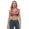 Zigzag Psychedelic Optical illusion Sports Bra-grizzshop