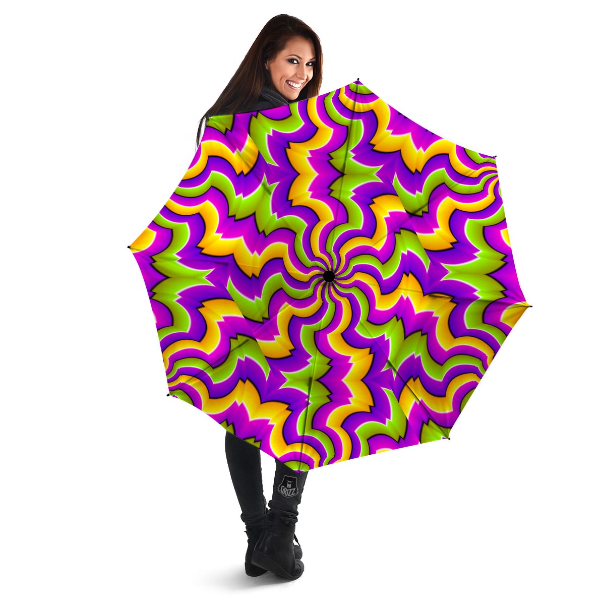 Zigzag Psychedelic Optical illusion Umbrella-grizzshop