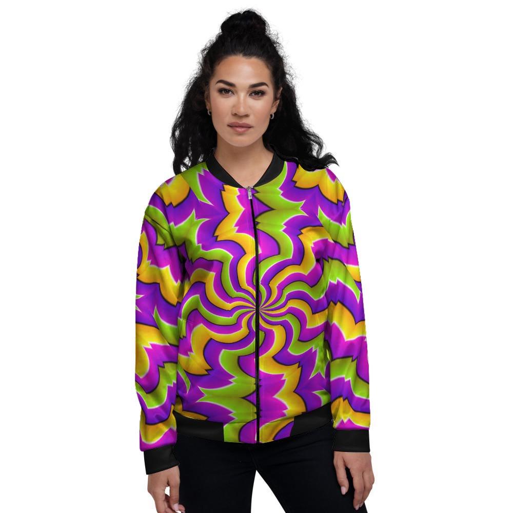 Zigzag Psychedelic Optical illusion Women's Bomber Jacket-grizzshop