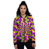 Zigzag Psychedelic Optical illusion Women's Bomber Jacket-grizzshop