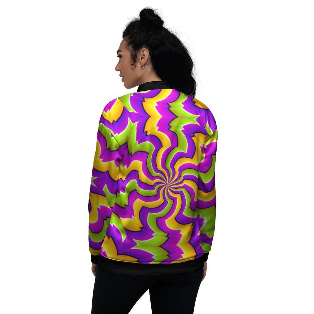 Zigzag Psychedelic Optical illusion Women's Bomber Jacket-grizzshop