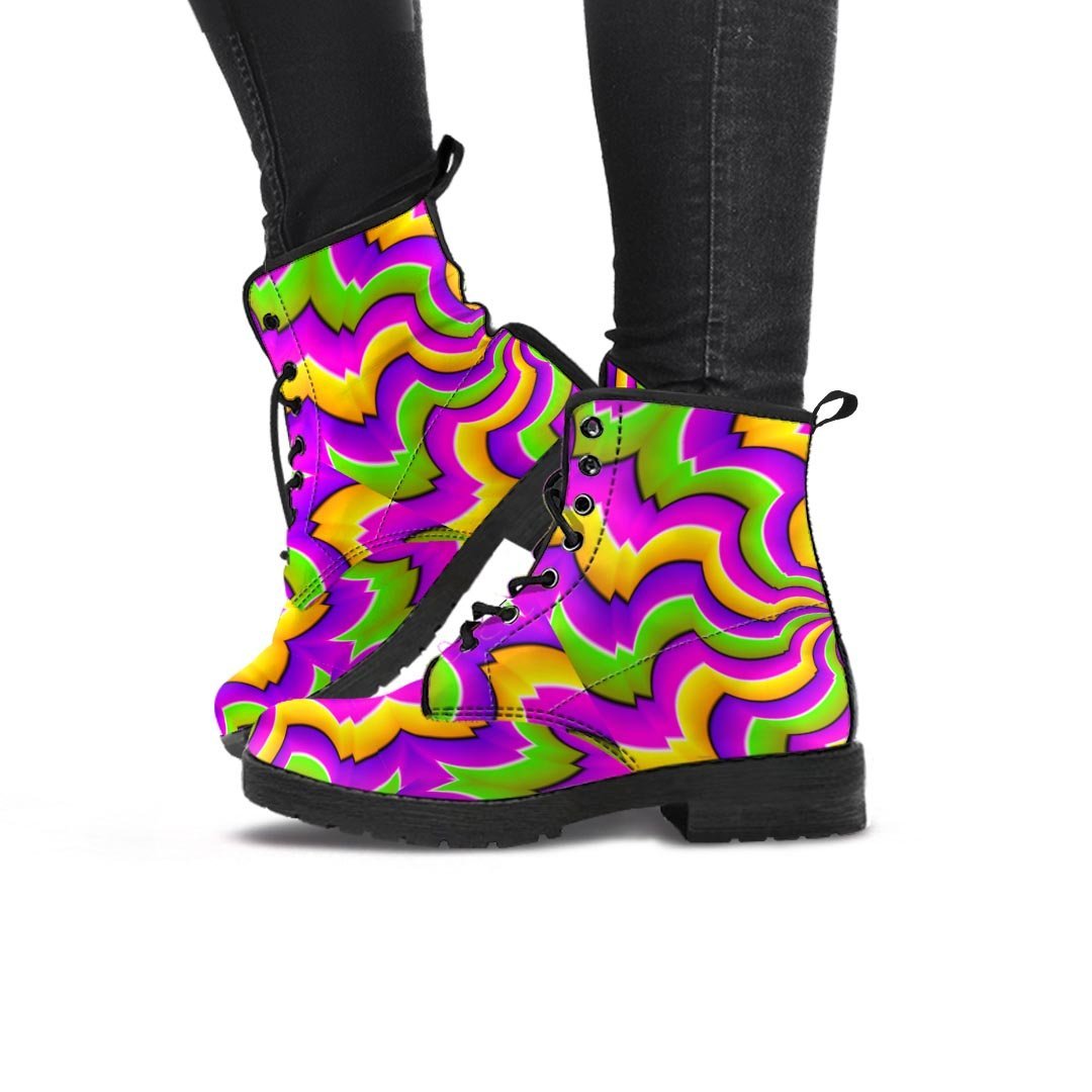 Zigzag Psychedelic Optical illusion Women's Boots-grizzshop