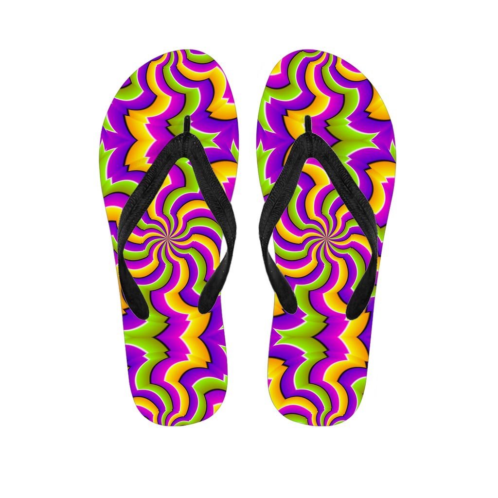 Zigzag Psychedelic Optical illusion Women's Flip Flops-grizzshop