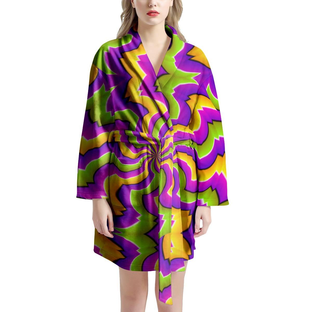 Zigzag Psychedelic Optical illusion Women's Robe-grizzshop