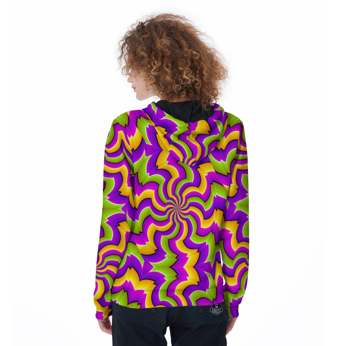 Zigzag Psychedelic Optical illusion Women's Zip Up Hoodie-grizzshop