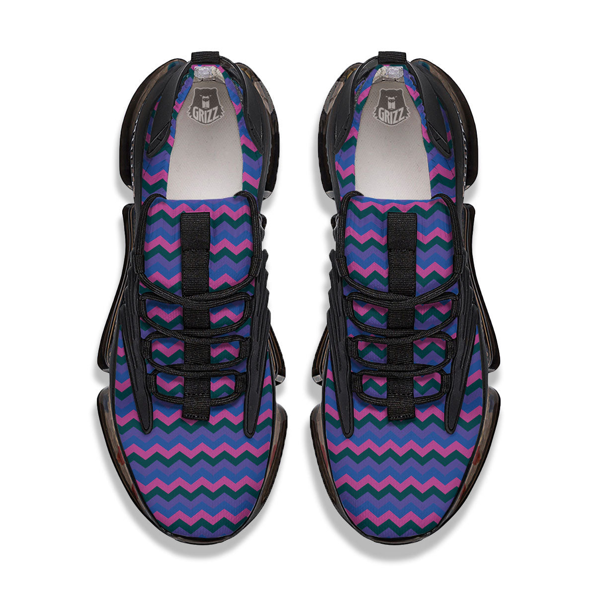Zigzag Purple And Blue Print Pattern Black Gym Shoes-grizzshop