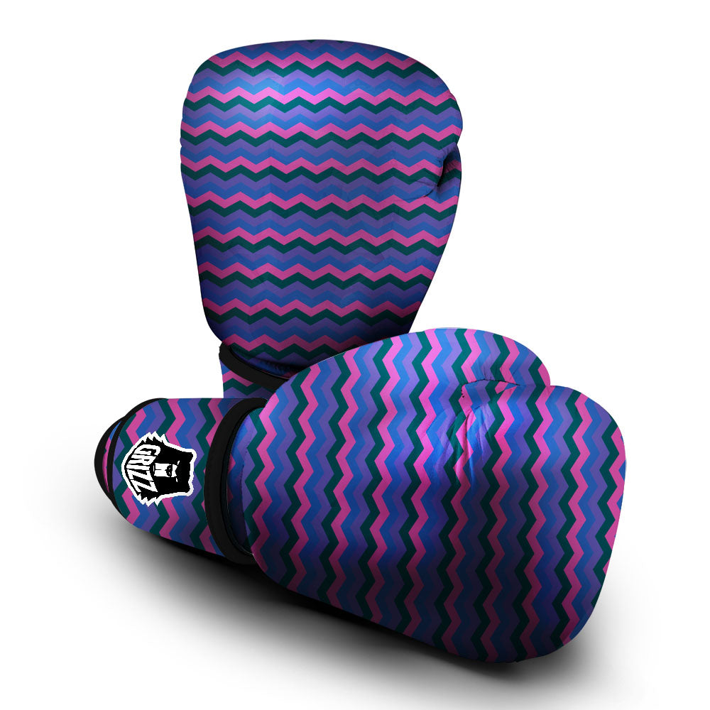 Zigzag Purple And Blue Print Pattern Boxing Gloves-grizzshop