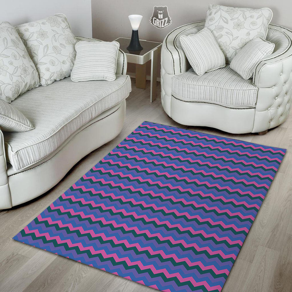 Zigzag Purple And Blue Print Pattern Floor Mat-grizzshop