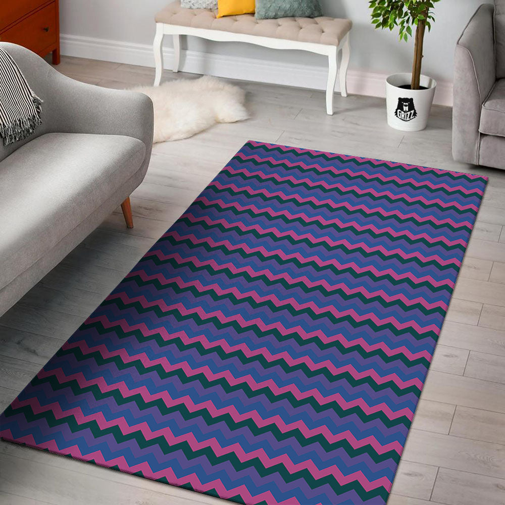 Zigzag Purple And Blue Print Pattern Floor Mat-grizzshop