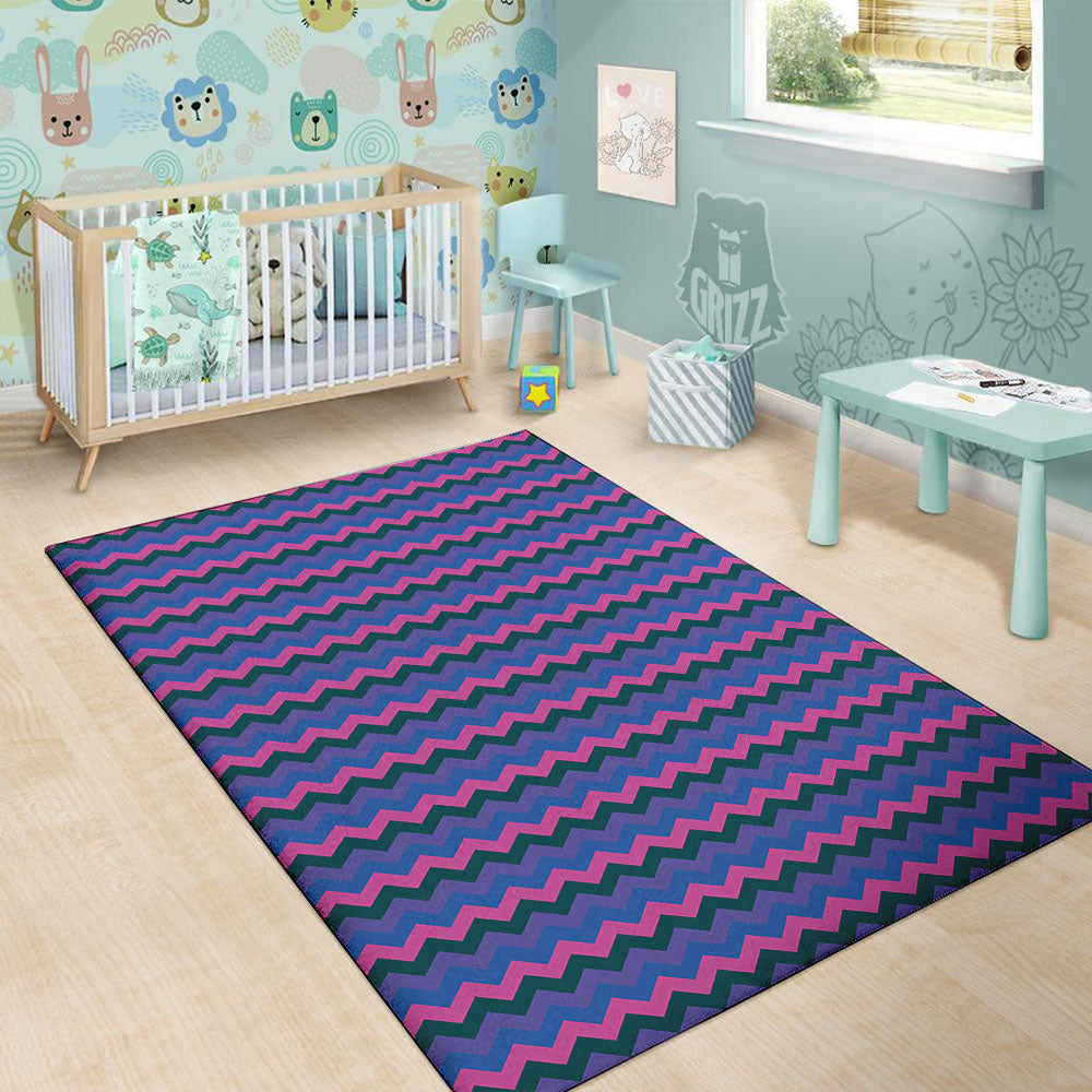 Zigzag Purple And Blue Print Pattern Floor Mat-grizzshop