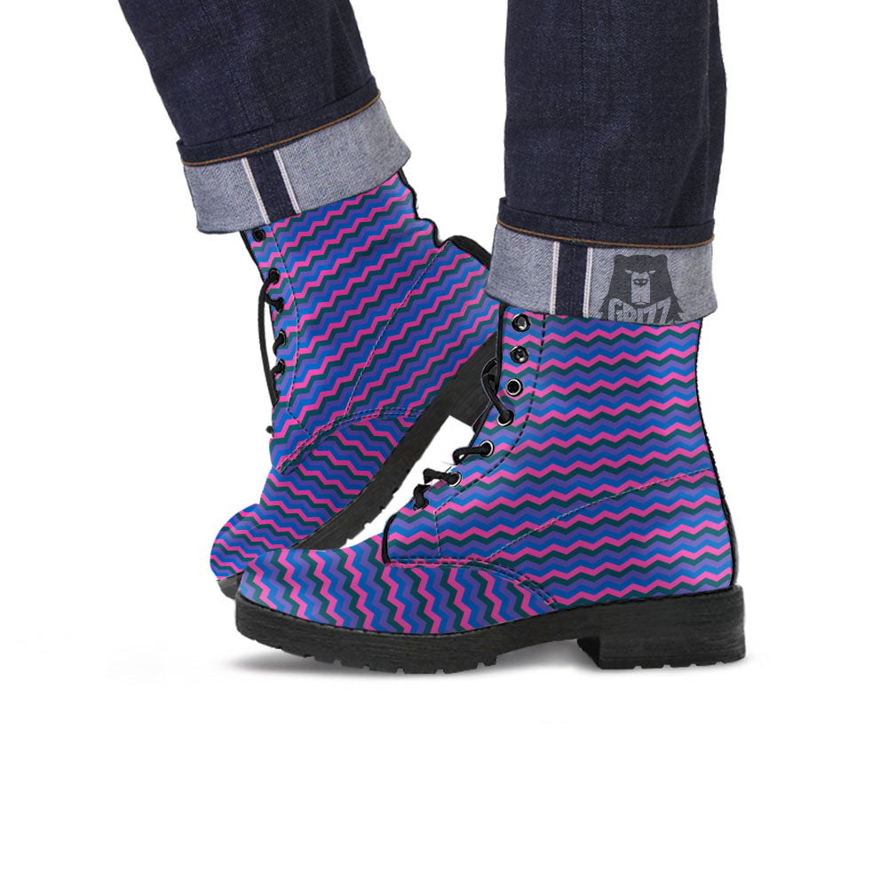 Zigzag Purple And Blue Print Pattern Leather Boots-grizzshop