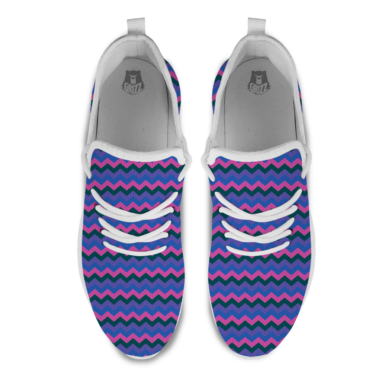 Zigzag Purple And Blue Print Pattern White Athletic Shoes-grizzshop