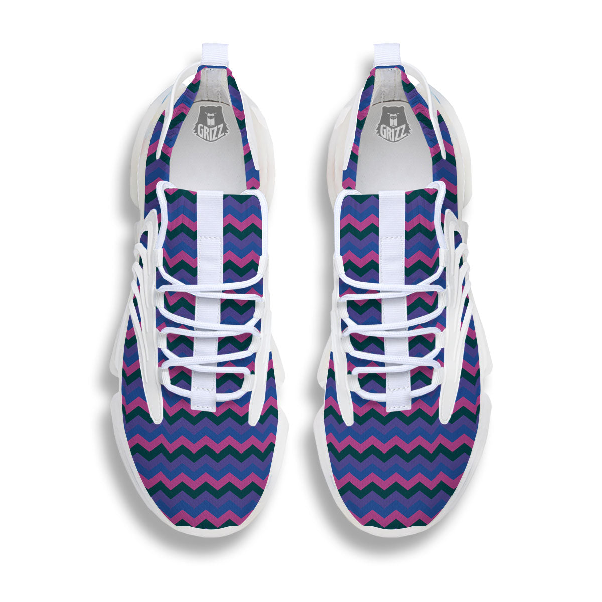 Zigzag Purple And Blue Print Pattern White Gym Shoes-grizzshop