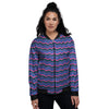 Zigzag Purple And Blue Print Pattern Women's Bomber Jacket-grizzshop