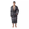 Zigzag White And Black Print Pattern Men's Robe-grizzshop