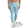 Zigzag White And Blue Print Pattern Men's Leggings-grizzshop