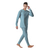 Zigzag White And Blue Print Pattern Men's Pajamas-grizzshop