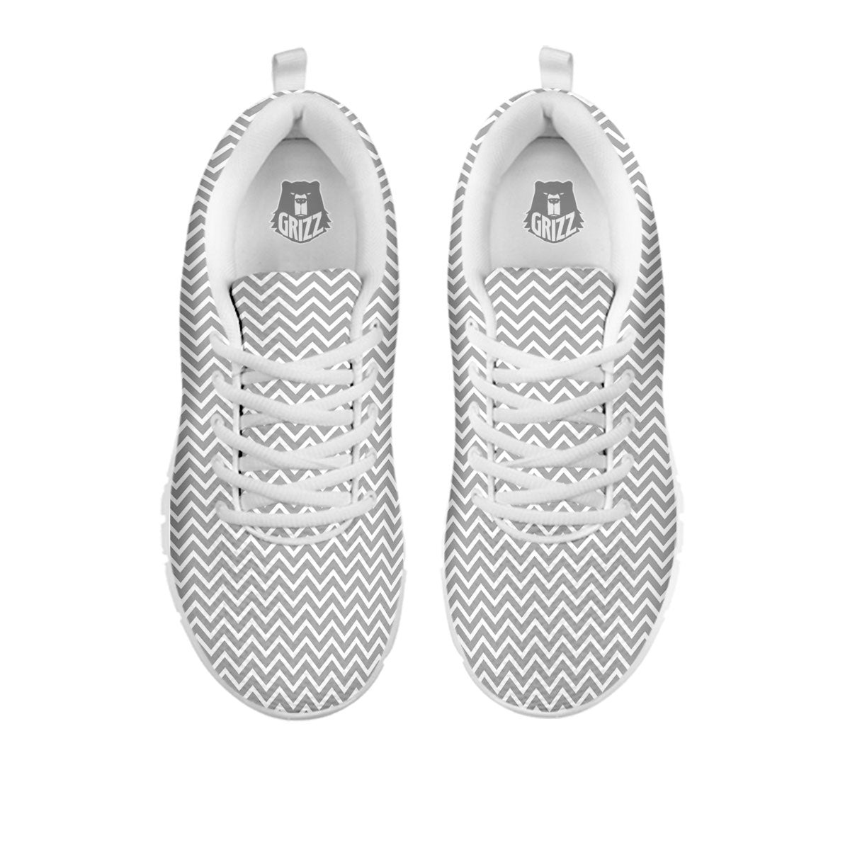 Zigzag White And Grey Print Pattern White Sneaker-grizzshop