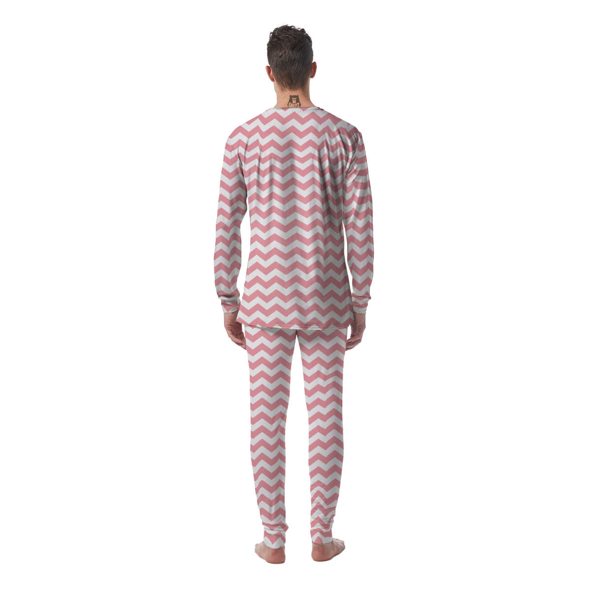 Zigzag White And Pink Print Pattern Men's Pajamas-grizzshop