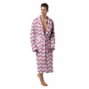 Zigzag White And Pink Print Pattern Men's Robe-grizzshop