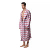 Zigzag White And Pink Print Pattern Men's Robe-grizzshop