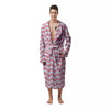 Zigzag White And Pink Print Pattern Men's Robe-grizzshop