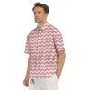 Zigzag White And Pink Print Pattern Men's Short Sleeve Shirts-grizzshop