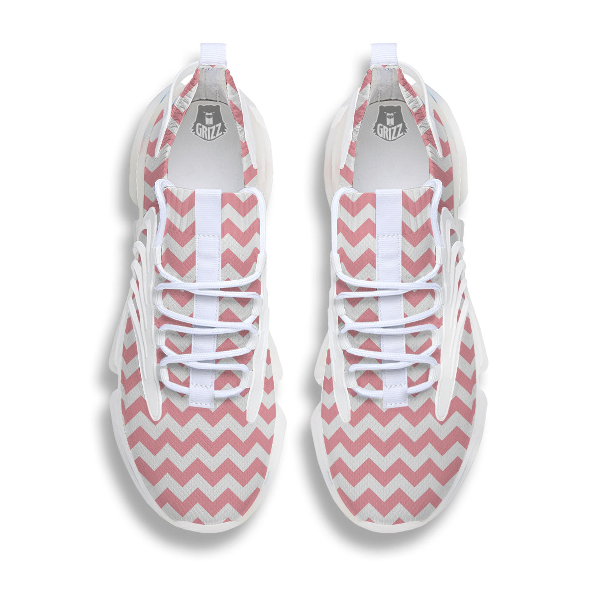 Zigzag White And Pink Print Pattern White Gym Shoes-grizzshop