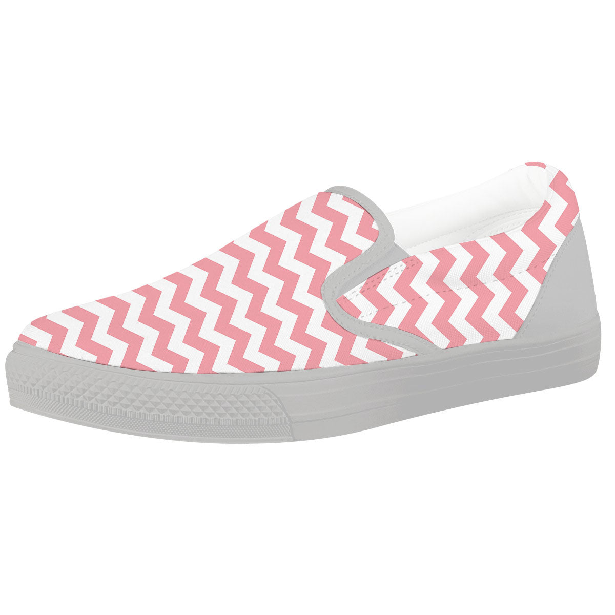 Zigzag White And Pink Print Pattern White Slip On Shoes-grizzshop