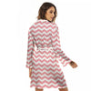 Zigzag White And Pink Print Pattern Women's Robe-grizzshop