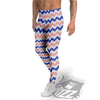 Zigzag White Pink And Navy Print Pattern Men's Leggings-grizzshop