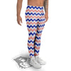 Zigzag White Pink And Navy Print Pattern Men's Leggings-grizzshop