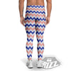 Zigzag White Pink And Navy Print Pattern Men's Leggings-grizzshop