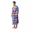 Zigzag White Pink And Navy Print Pattern Men's Robe-grizzshop