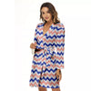 Zigzag White Pink And Navy Print Pattern Women's Robe-grizzshop