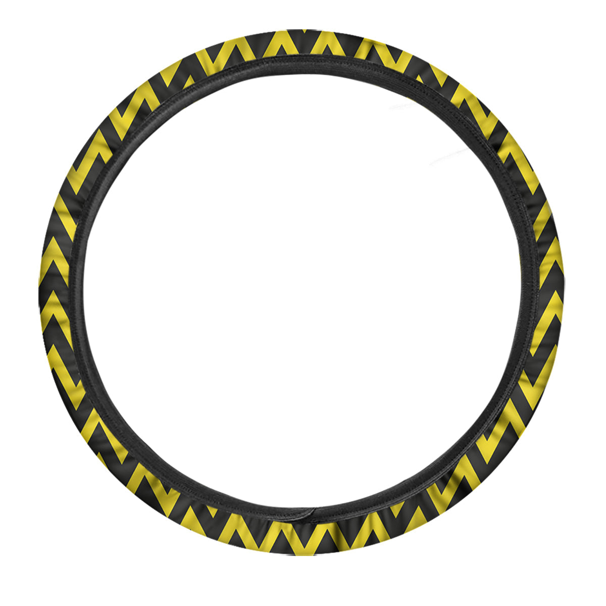 Zigzag Yellow And Black Print Pattern Car Steering Wheel Cover-grizzshop