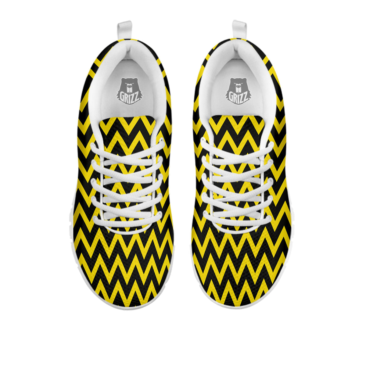 Zigzag Yellow And Black Print Pattern White Sneaker-grizzshop
